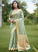 Organza Sky Blue Traditional Wear Printed Saree